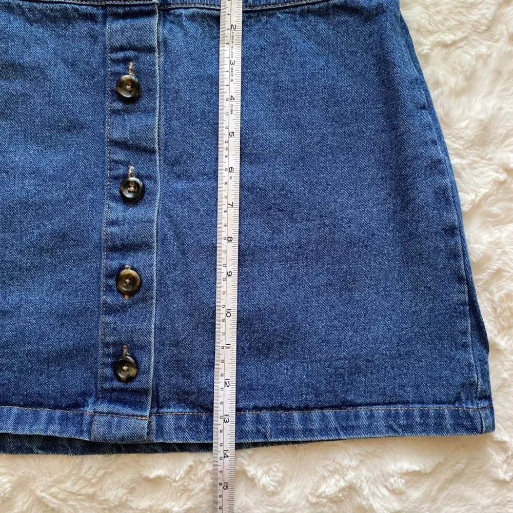 Forever 21 Denim Mini Skirt‎ Womens Medium Blue Button Front Festival 90's Y2K
